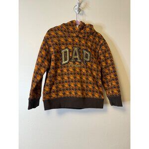 Gap X Dap Toddler Hoodie 3T Houndstooth Print Brown/Orange Cotton Blend